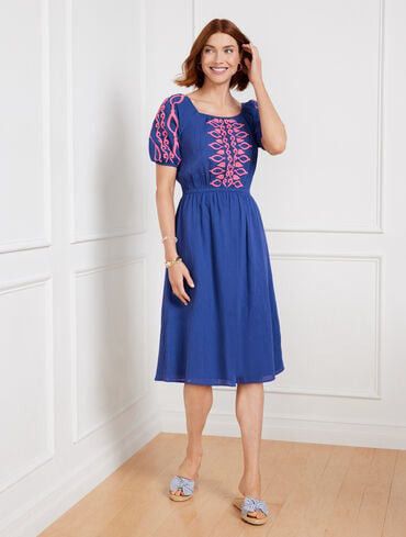 Women's Short Sleeve Fit and Flare Dresses | Talbots Women's Short Sleeve Fit and Flare Dresses | Talbots