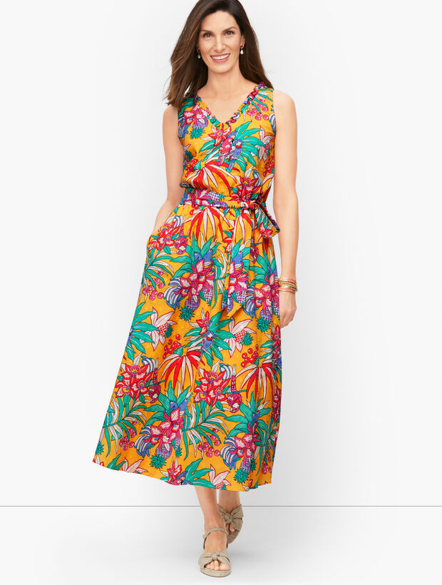 Smocked Belted Fit &amp; Flare Dress