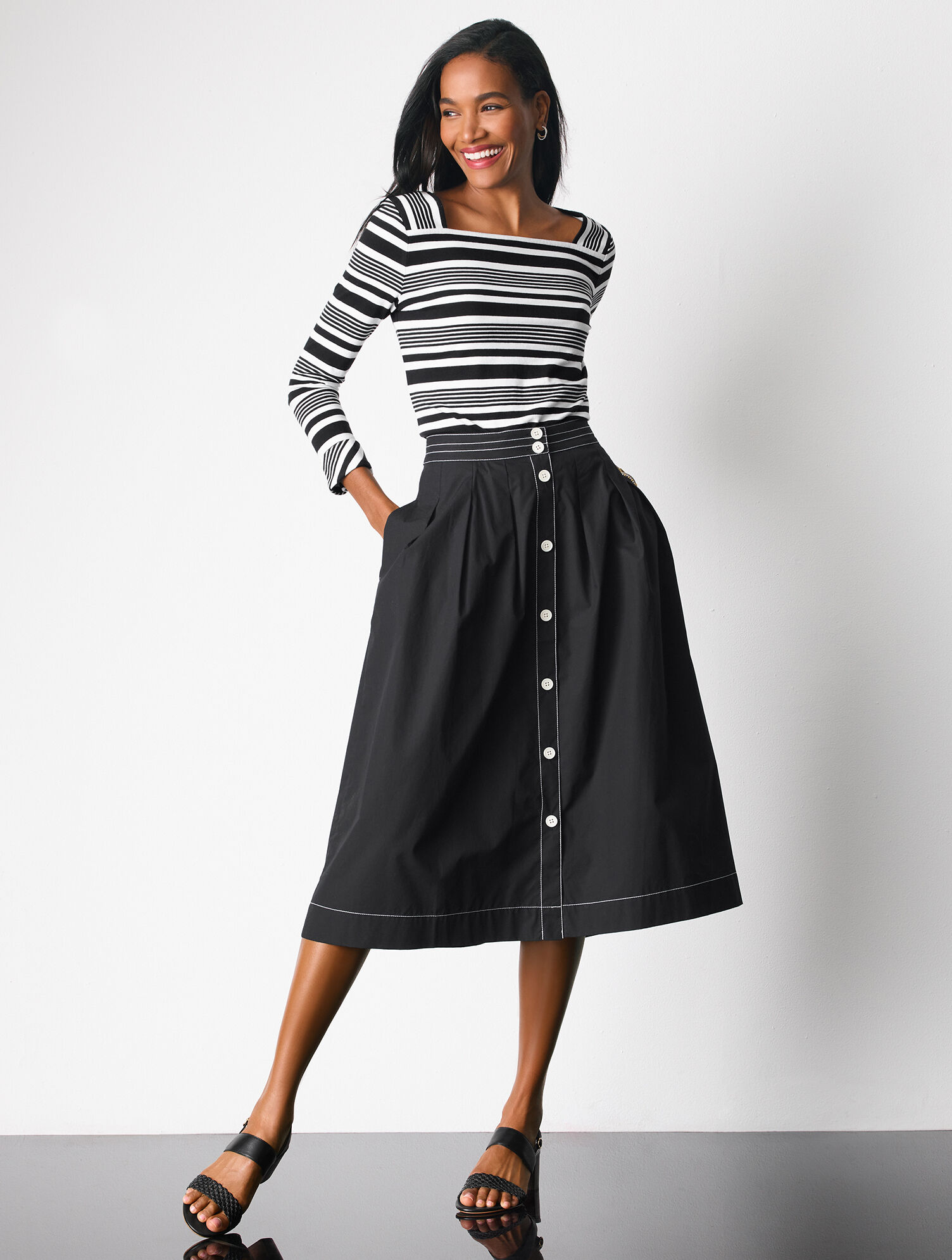 Square Neck Top - Stripe