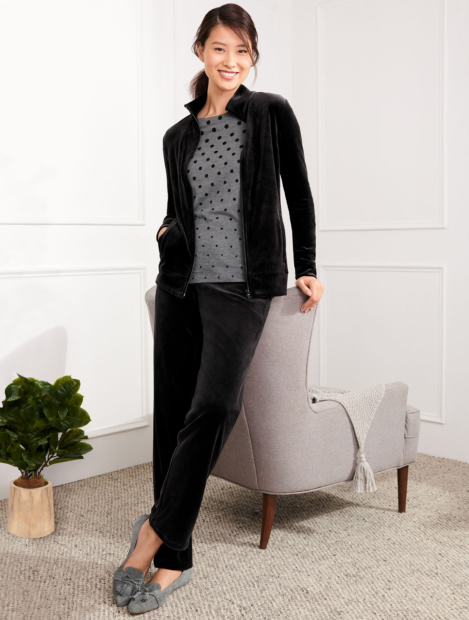 Velour Straight Leg Pants | Talbots