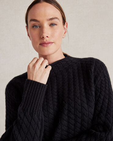 Cashmere Radiating Cable Knit Sweater