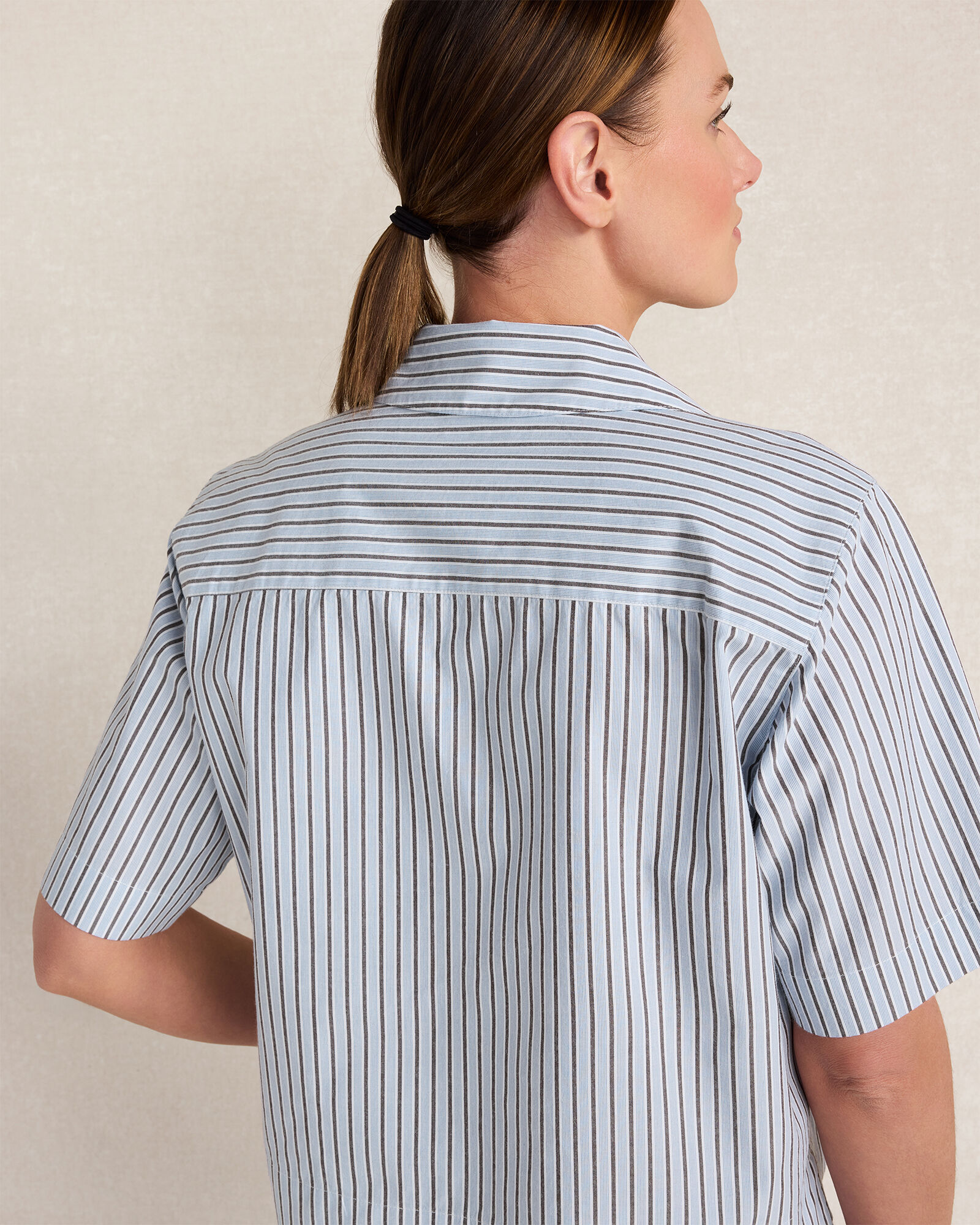 Organic Cotton Poplin Iris Stripe Pajama Top