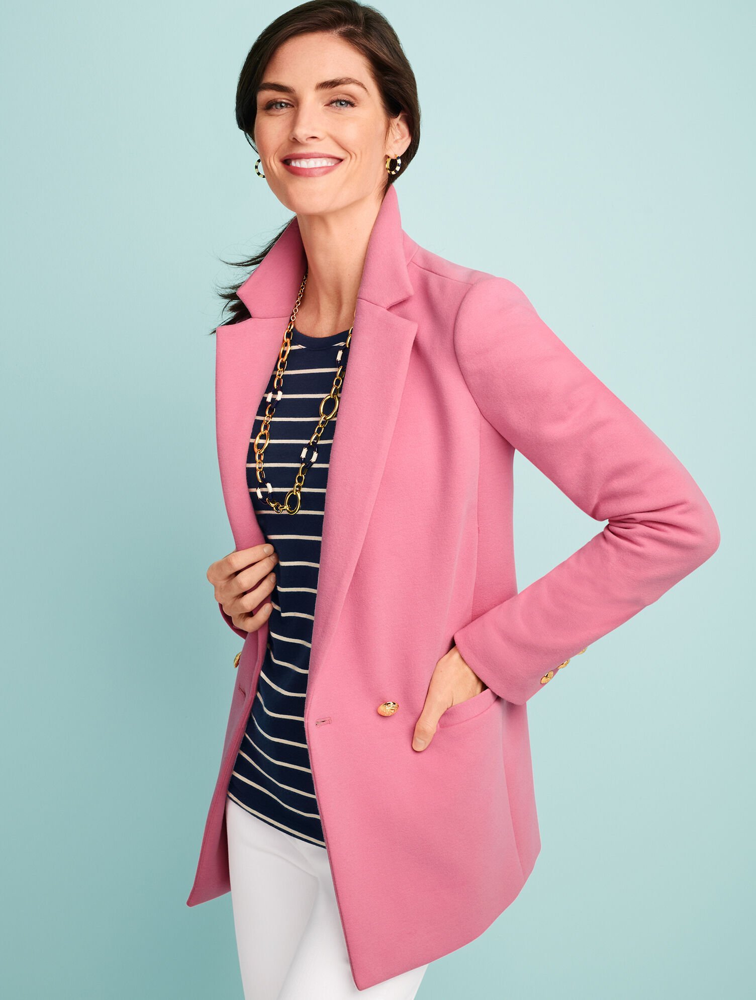 Double Knit Long Blazer Talbots