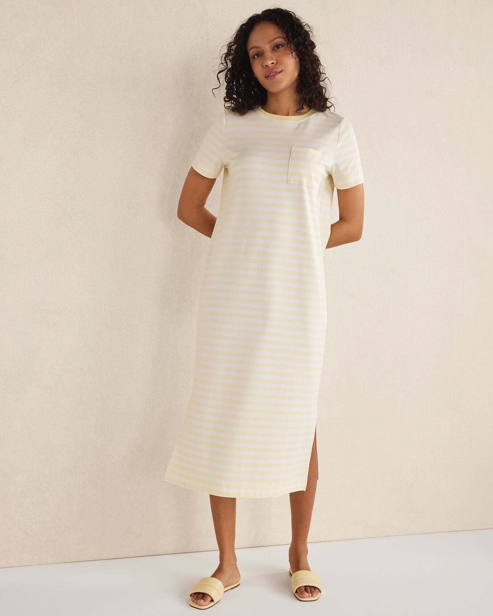 Organic Cotton Interlock Stripe T-Shirt Dress