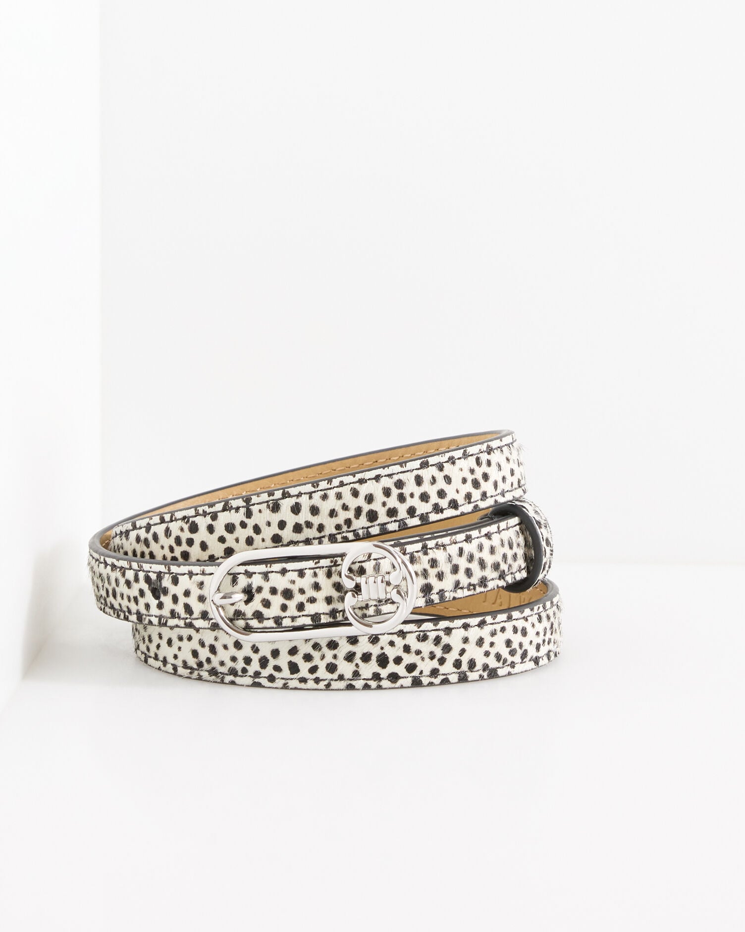 Dotted Calf Hair Slim Belt