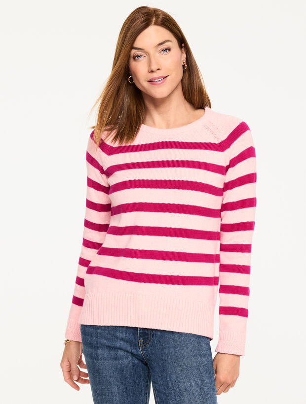Crewneck Raglan Sweater - Marl Stripe