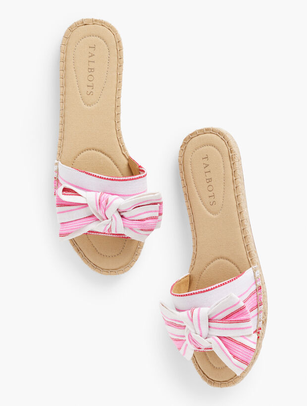 Illysa Bow Espadrille Slide Sandals - Breezy Stripe