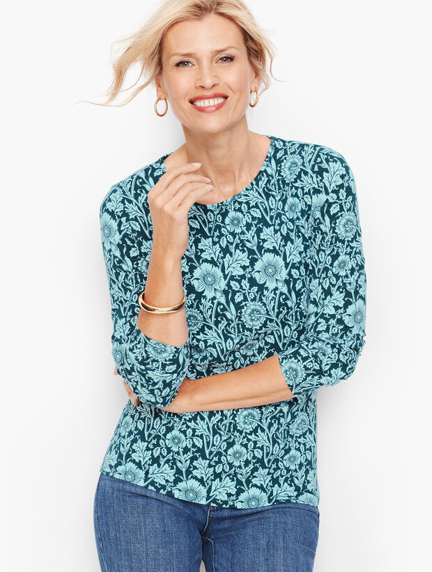 Long Sleeve Crewneck Tee - Floral Vines