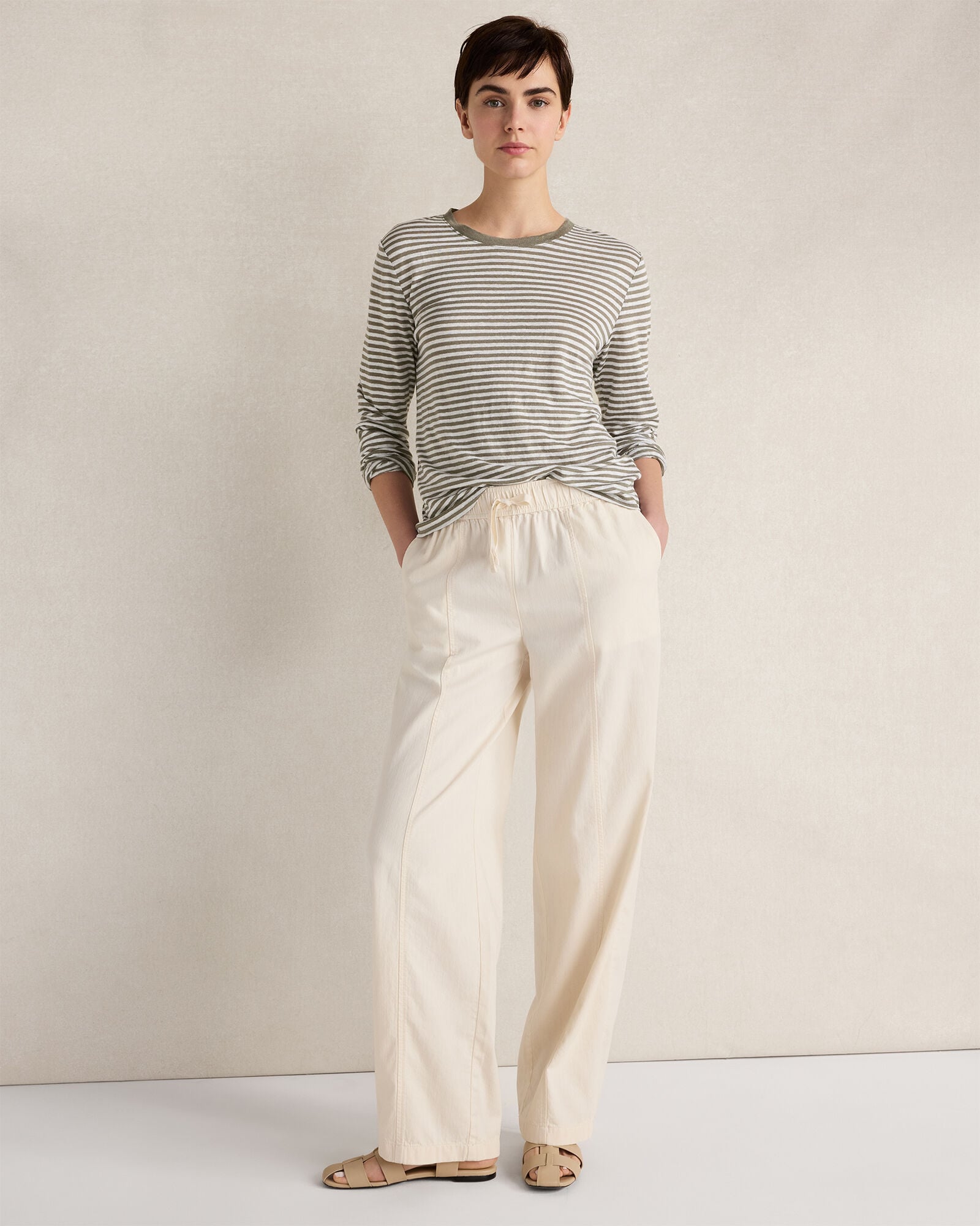 Linen Striped Long Sleeve Tee