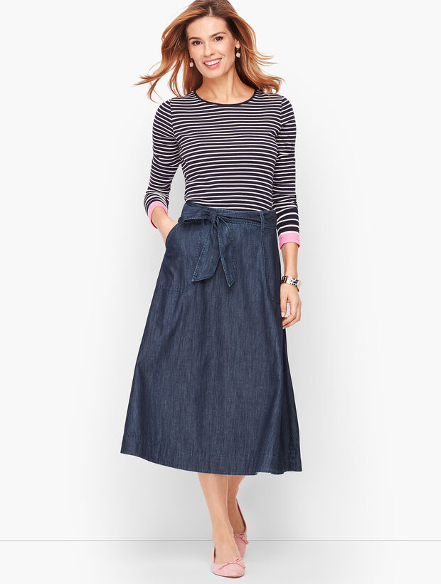 Denim Tie Front Skirt