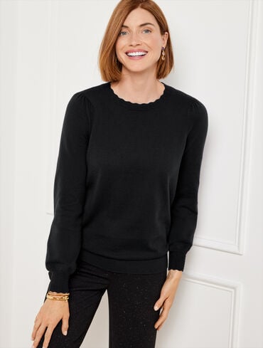 Scallop Trim Pullover Sweater