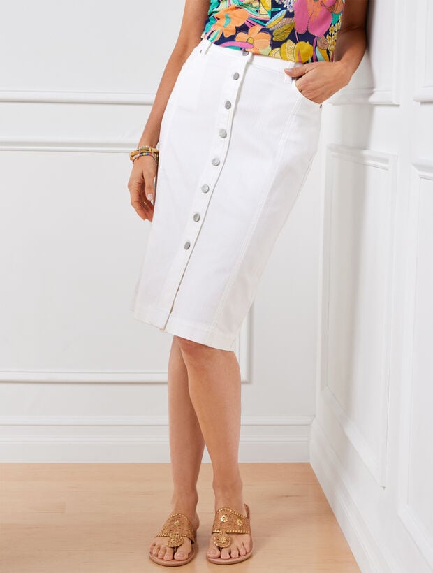 Denim Pencil Skirt - White