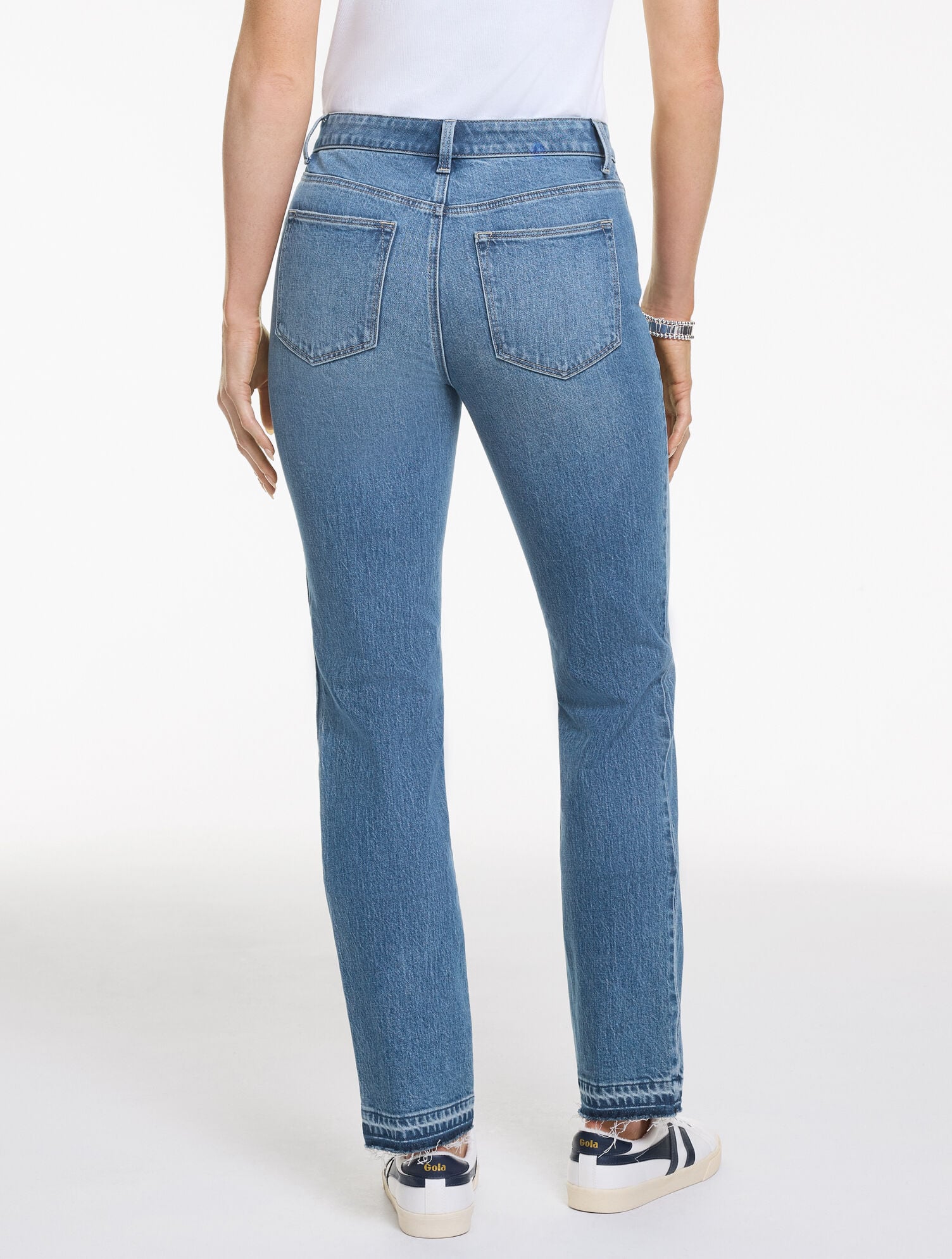 Straight Leg Drop Hem Jeans - Meserole Wash