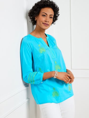 Embroidered Voile Top