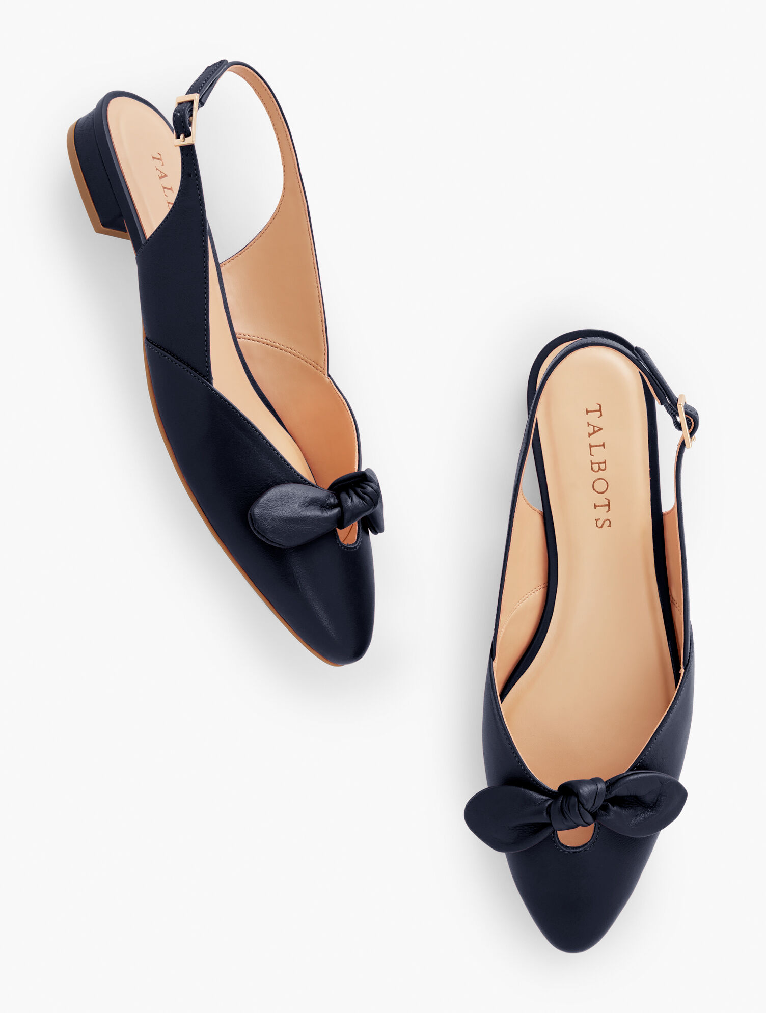 Edison Bow Nappa Slingback Flats Talbots