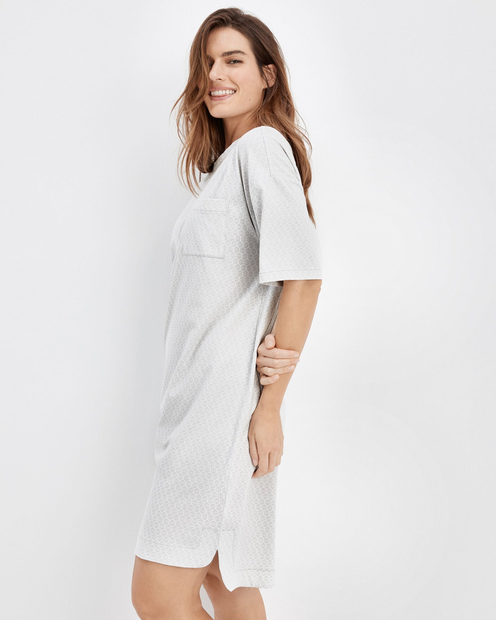Organic Cotton Jersey Scallop Print Sleep Dress