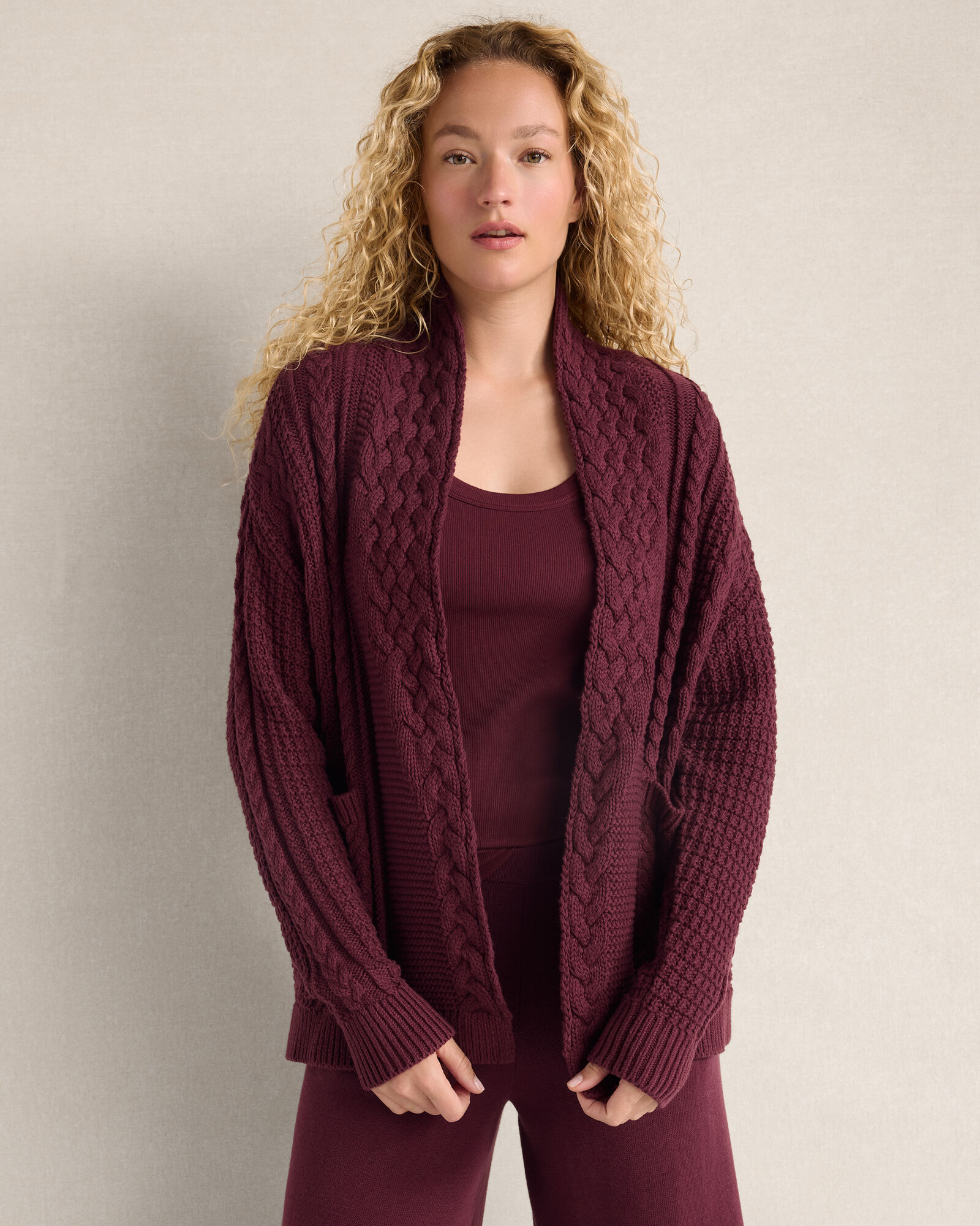 Organic Cotton Mixed Stitch Cardigan