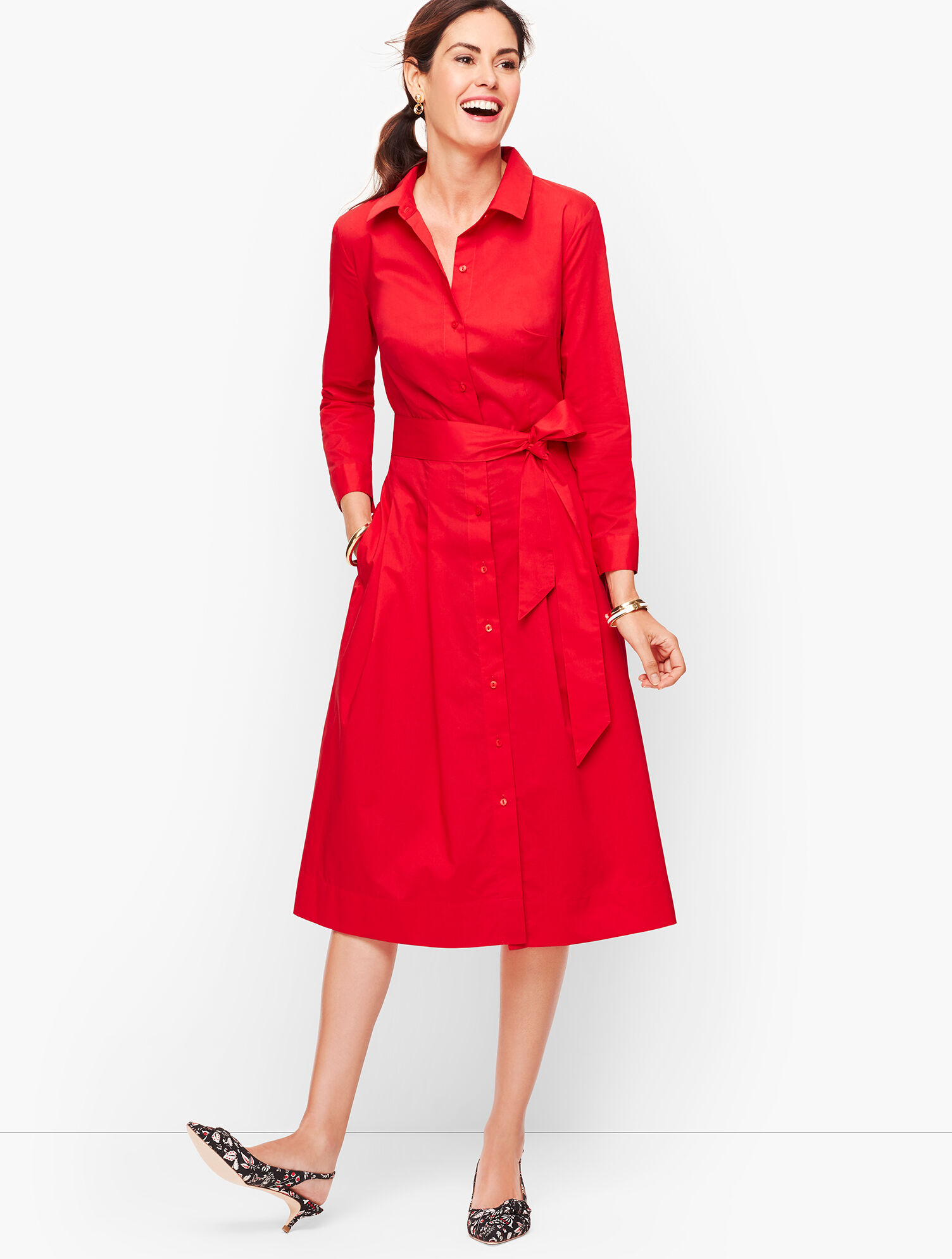 Belted Poplin Shirtdress | Talbots