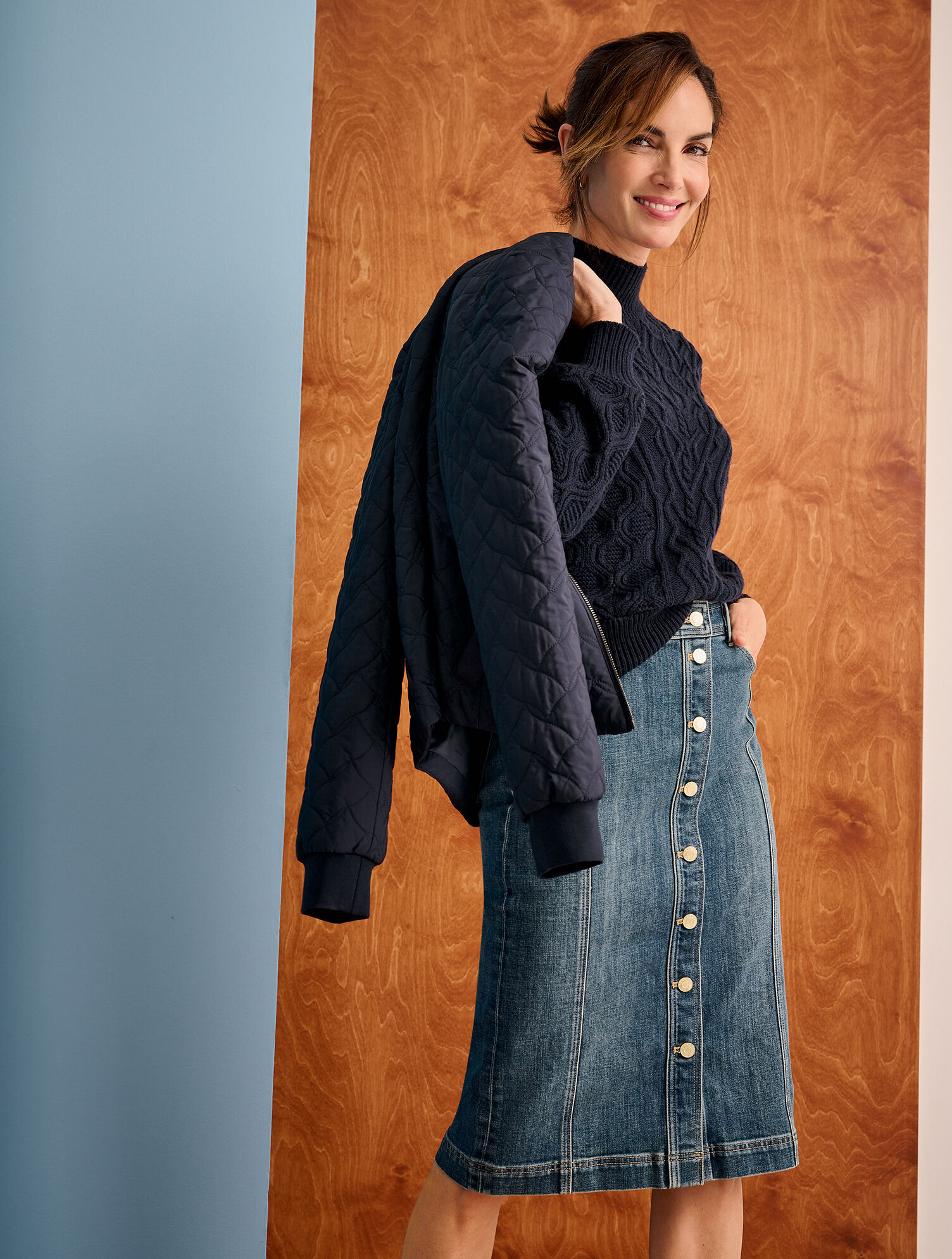 Denim Pencil Skirt - Scallop Wash | Talbots
