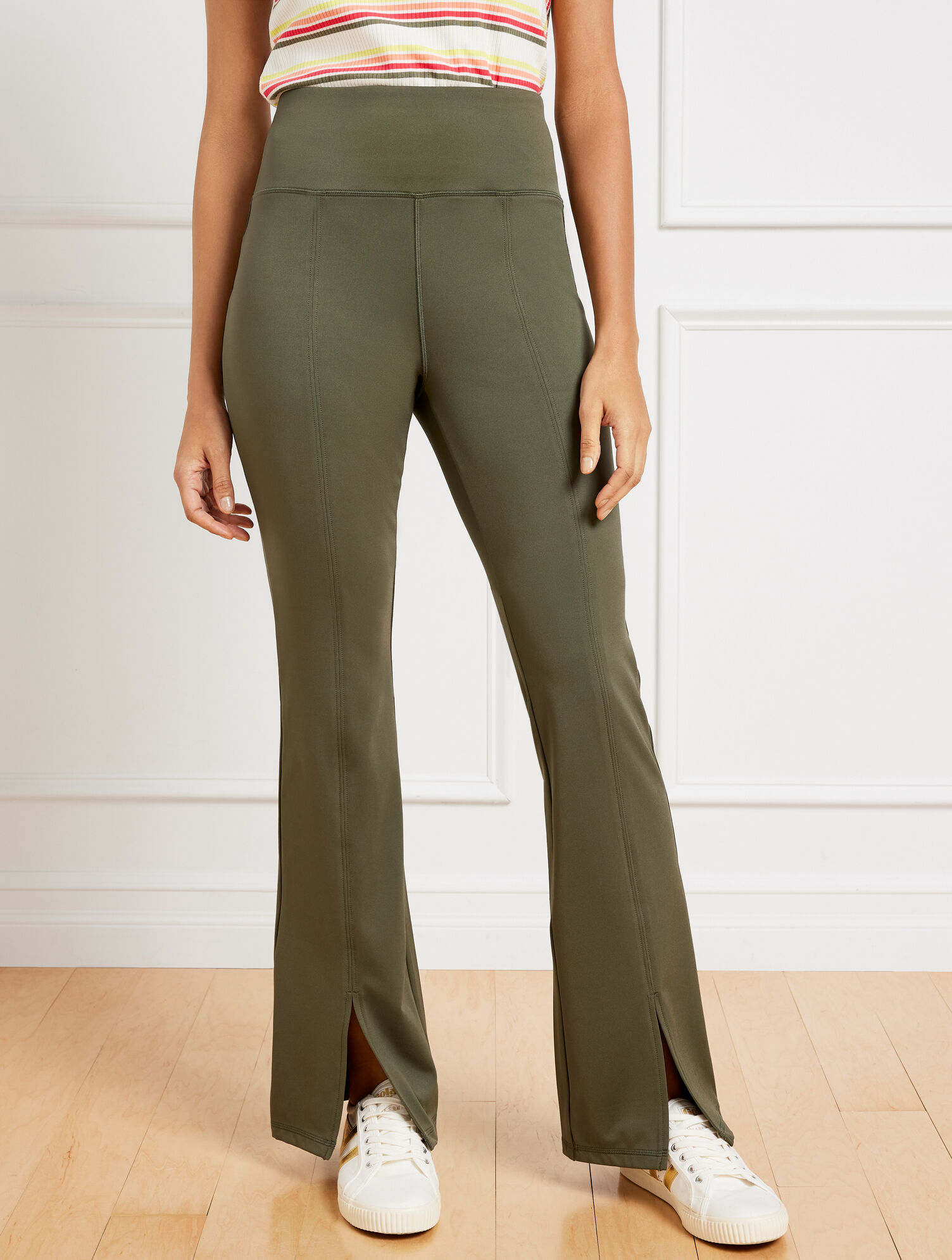 Performance Interlock Split Hem Flared Leggings