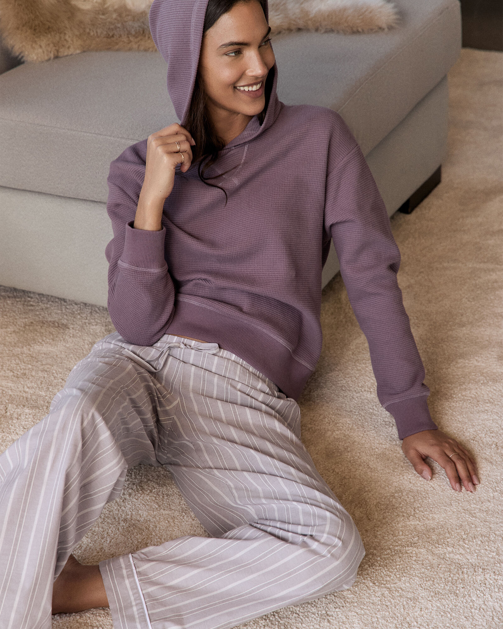 Organic Cotton Waffle Knit Hoodie