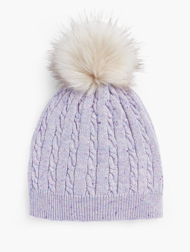 Cable Stitch Tweed Pompom Hat