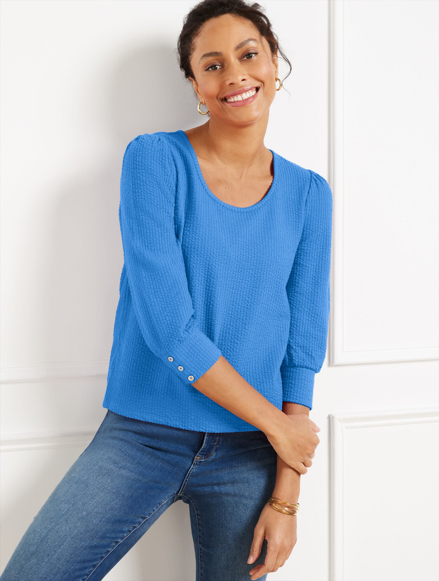 Textured Scoop Neck Tee