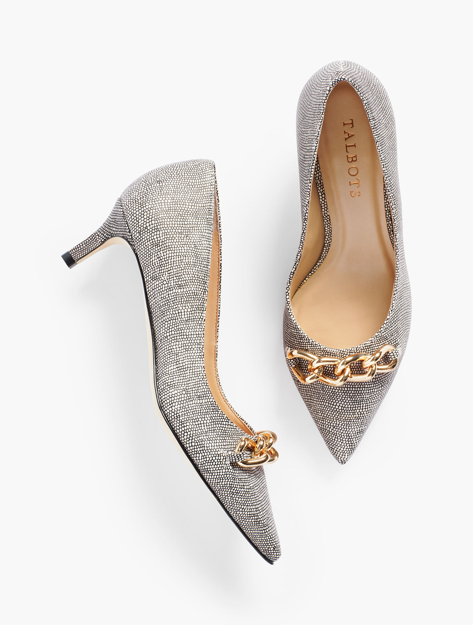 Erica Chainlink Kitten-Heel Pumps