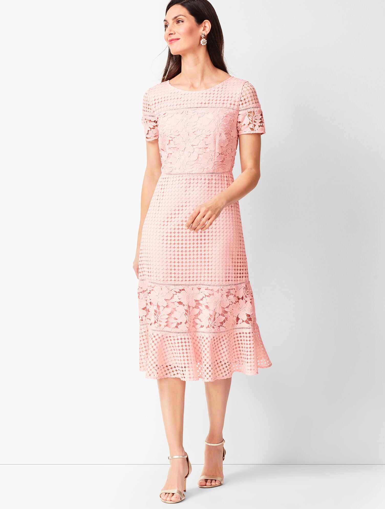 Mixed-Lace Fit & Flare Dress | Talbots