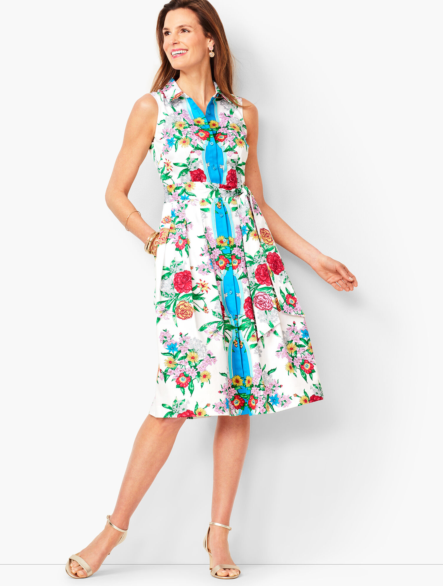 Blossoms Sateen Shirtdress