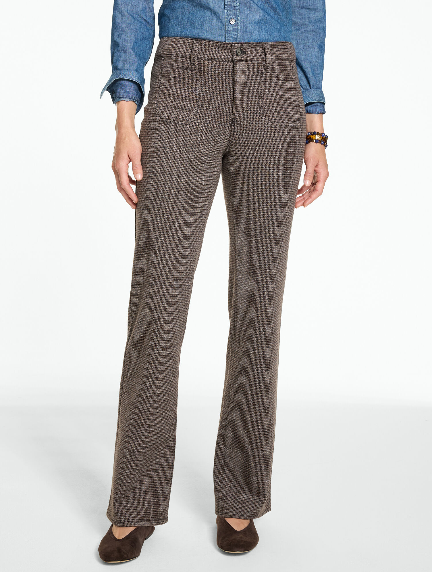 Polished Ponte Bootcut Pants - Houndstooth
