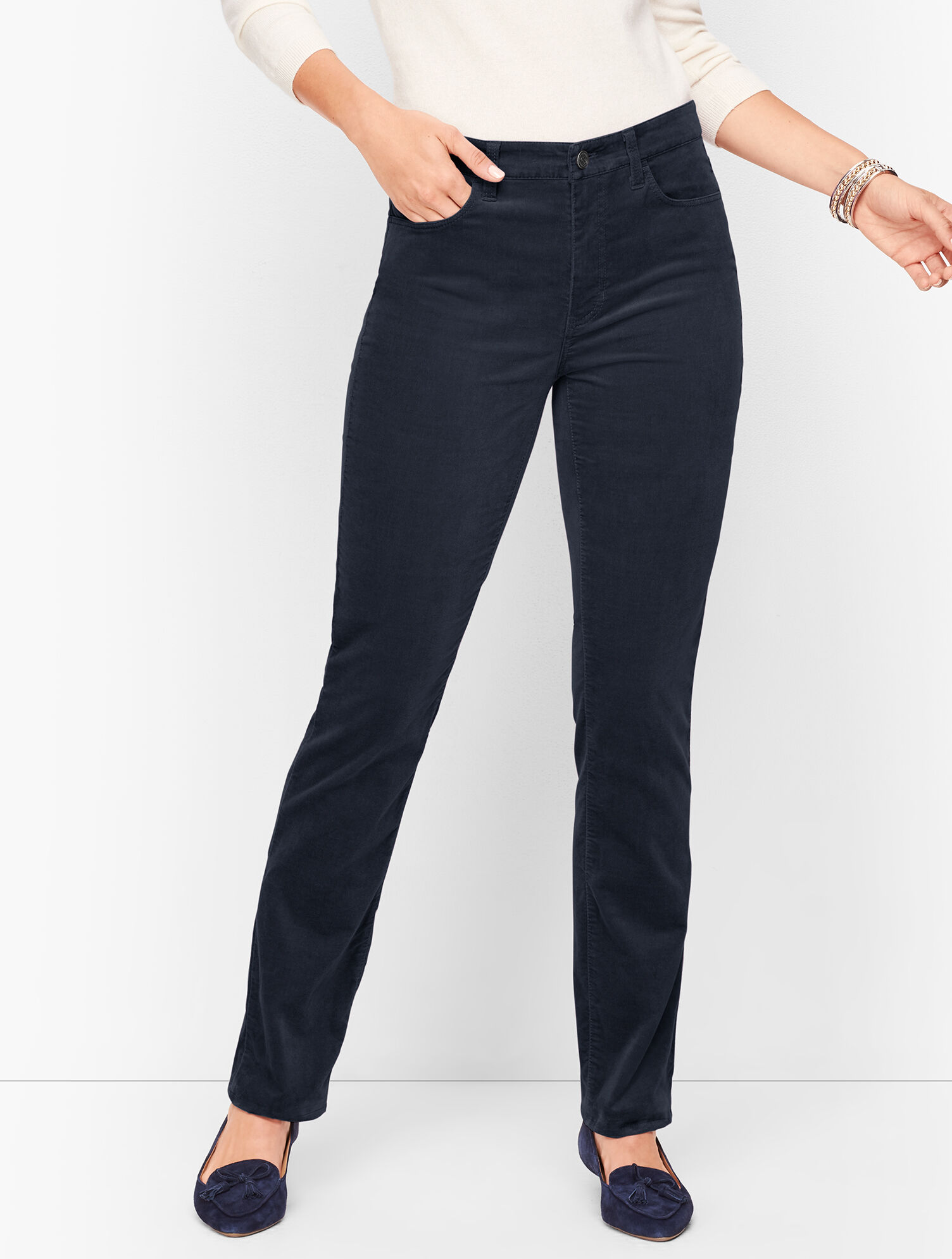 Velveteen Straight Leg Pants - Curvy Fit
