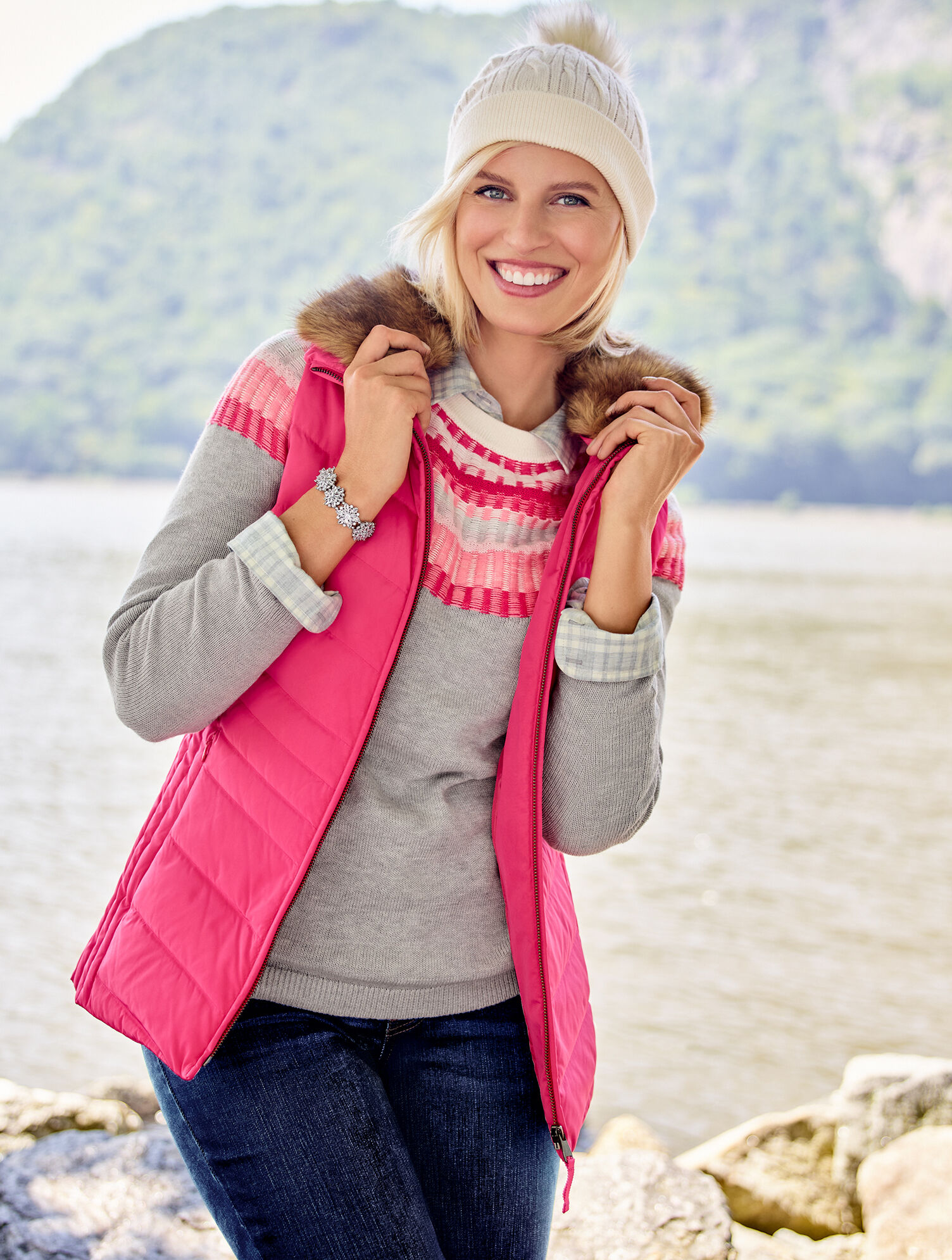 トップス YOKE Printed Cotton Crewneck Sweater Rib Yoke Crewneck Sweater | Talbots