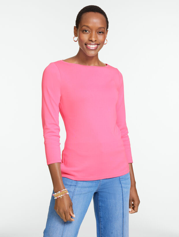 Solid Bateau Neck Tee Pima Cotton