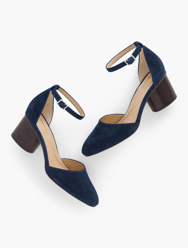 Paisley Suede Block Heel Sandals Talbots