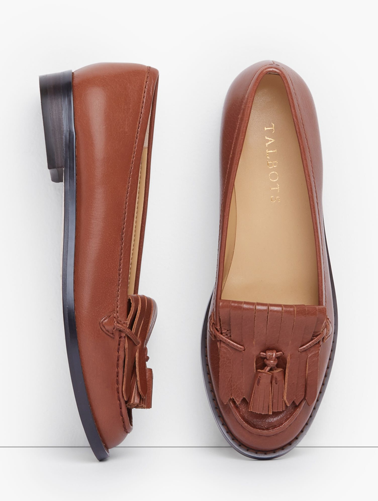 Laura Kiltie Tasseled Loafers Burnished Calfskin Talbots