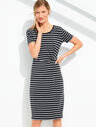 Stripe Fluid Knit Twist Dress