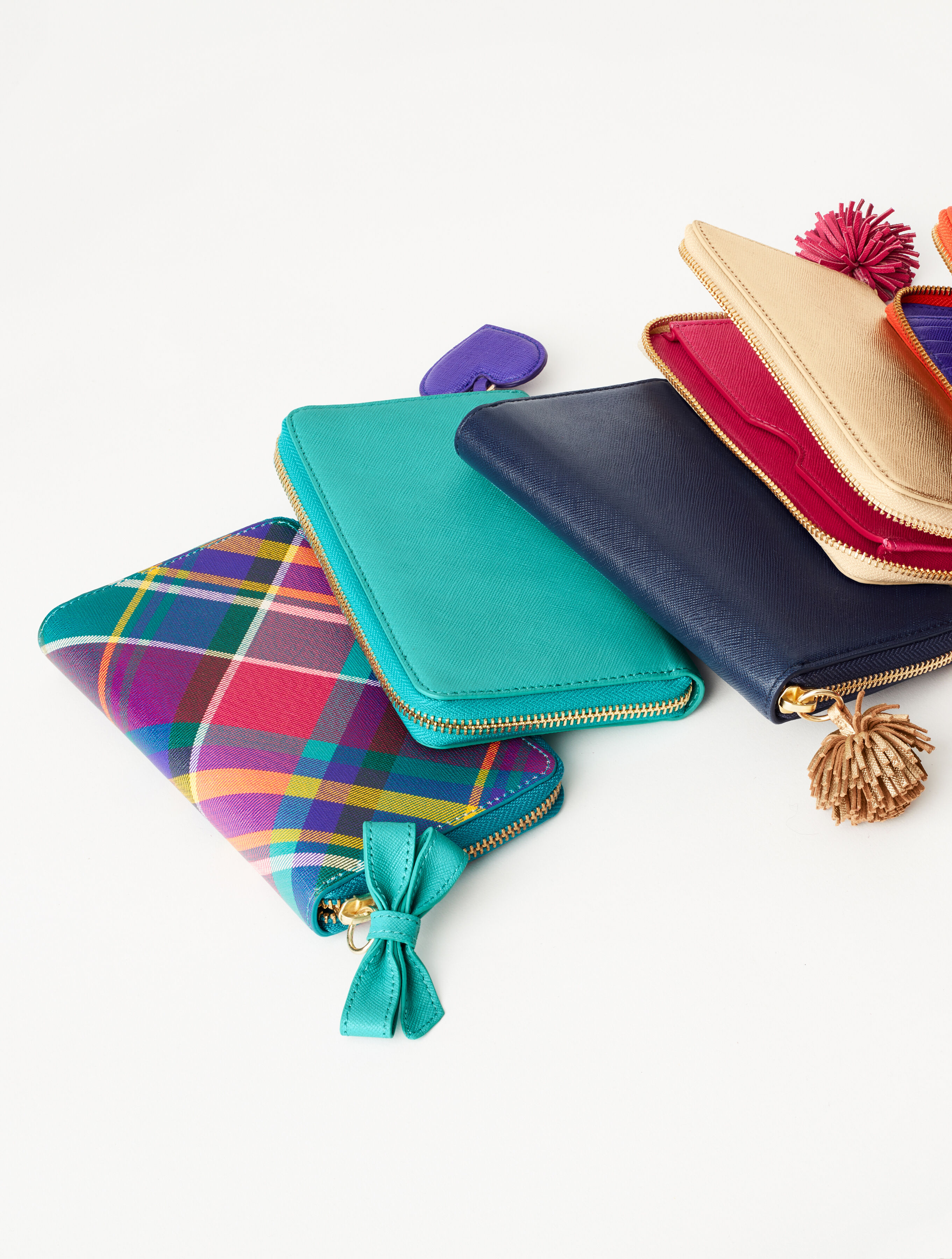 Printed Leather Zip Around Wallet