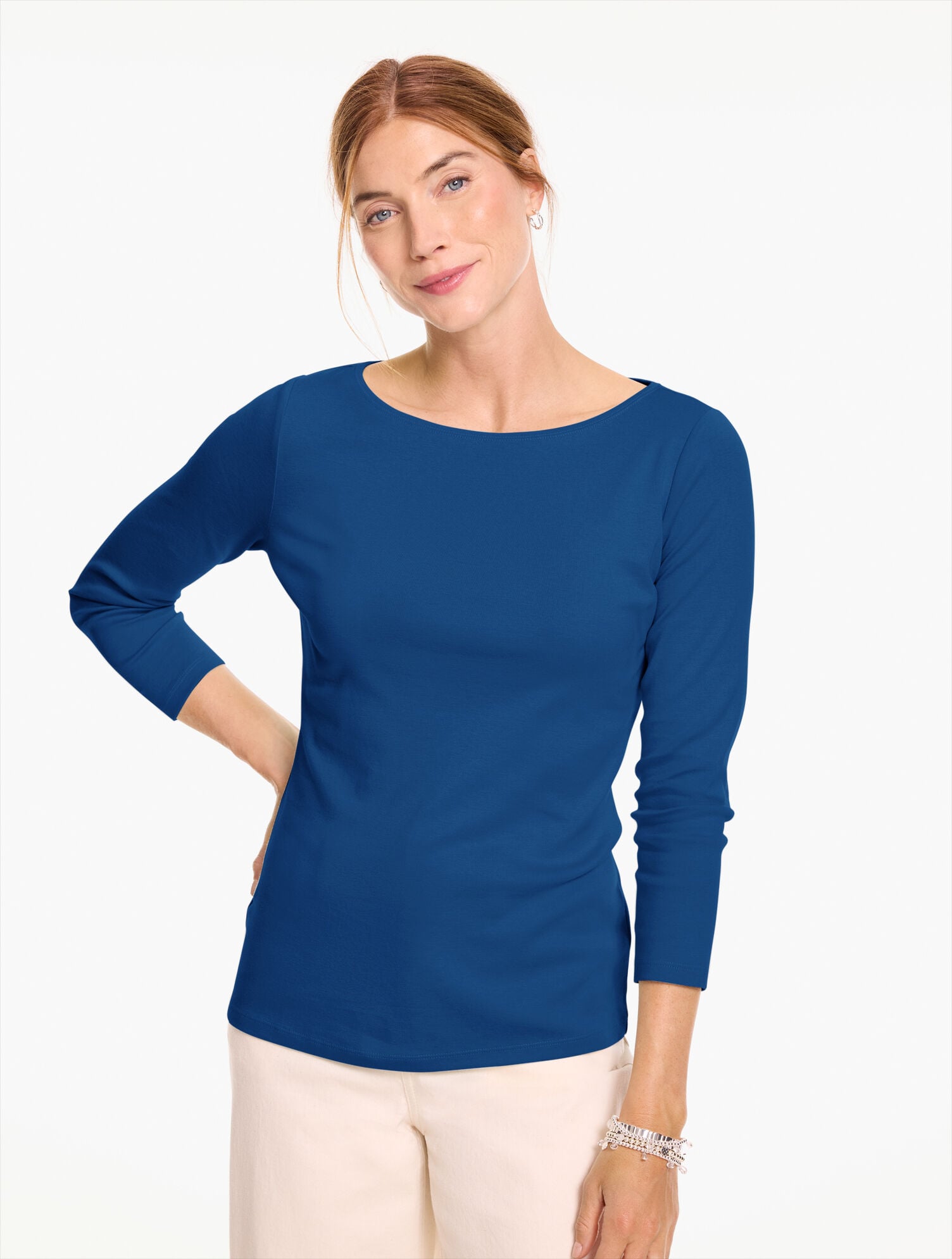 Solid Bateau Neck Tee Pima Cotton