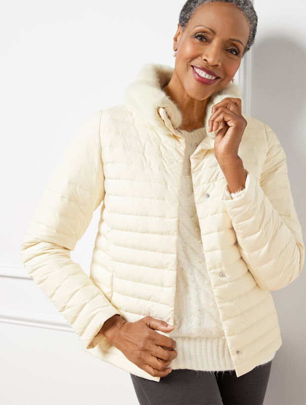Faux Fur Collar Quilted Jacket
