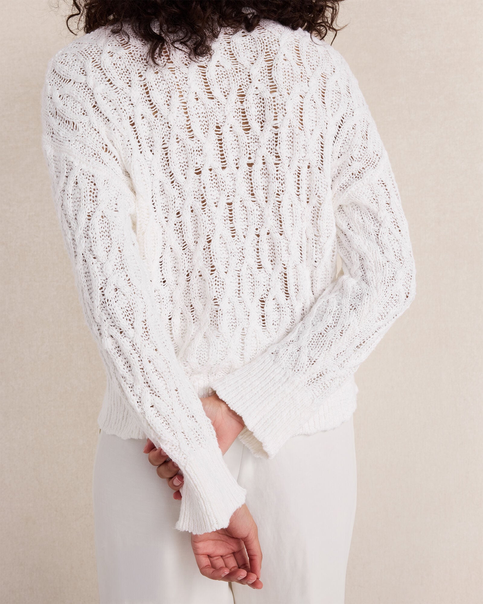 Slubby Cotton Linen V-Neck Sweater