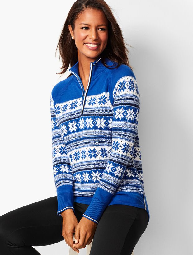 Half-Zip Snowflake Sweater