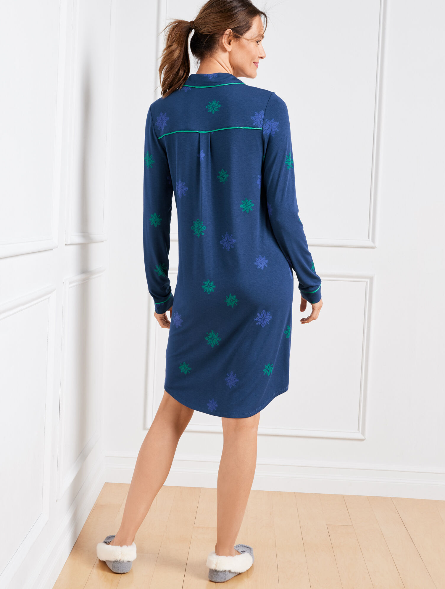 Jersey Sleep Shirt Snowflake Talbots