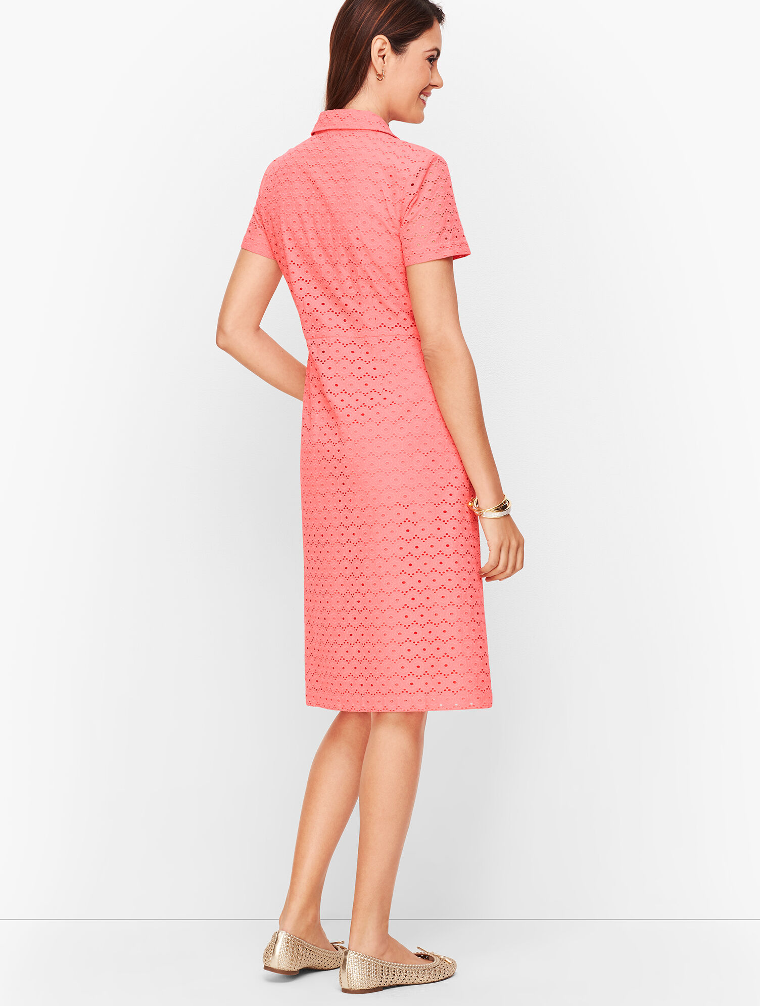 Eyelet Tie Front Shirtdress