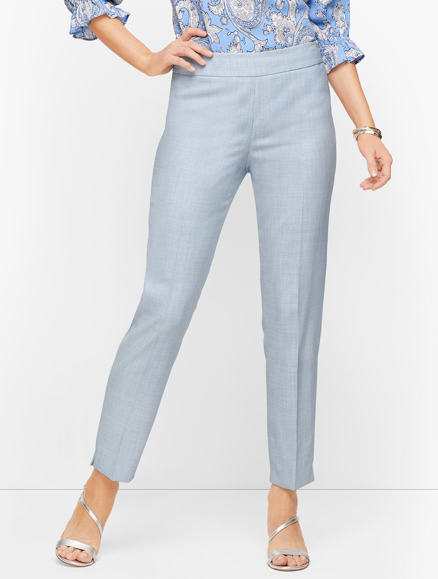 Lightweight Tweed Slim Ankle Pants