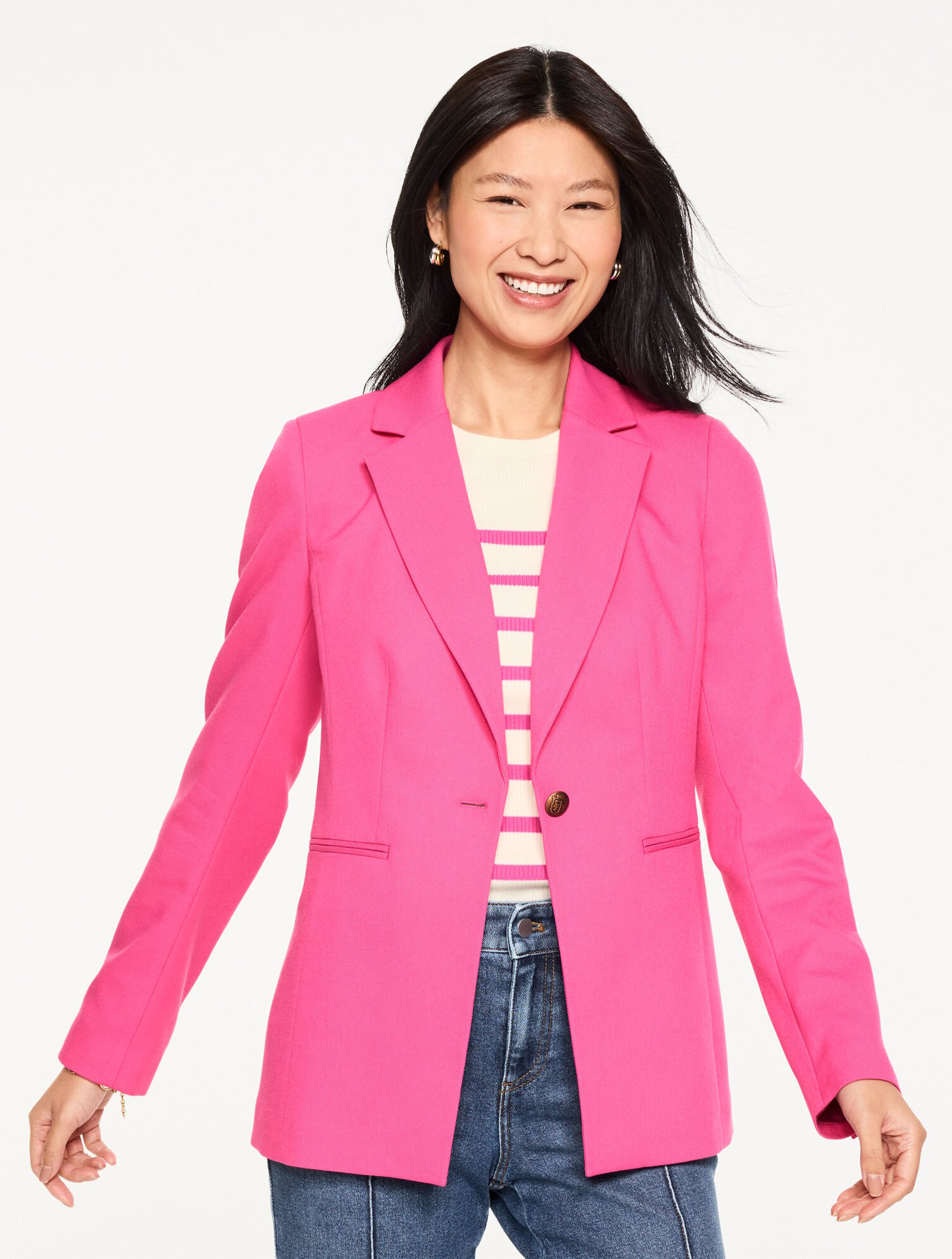 Single Button Twill Blazer