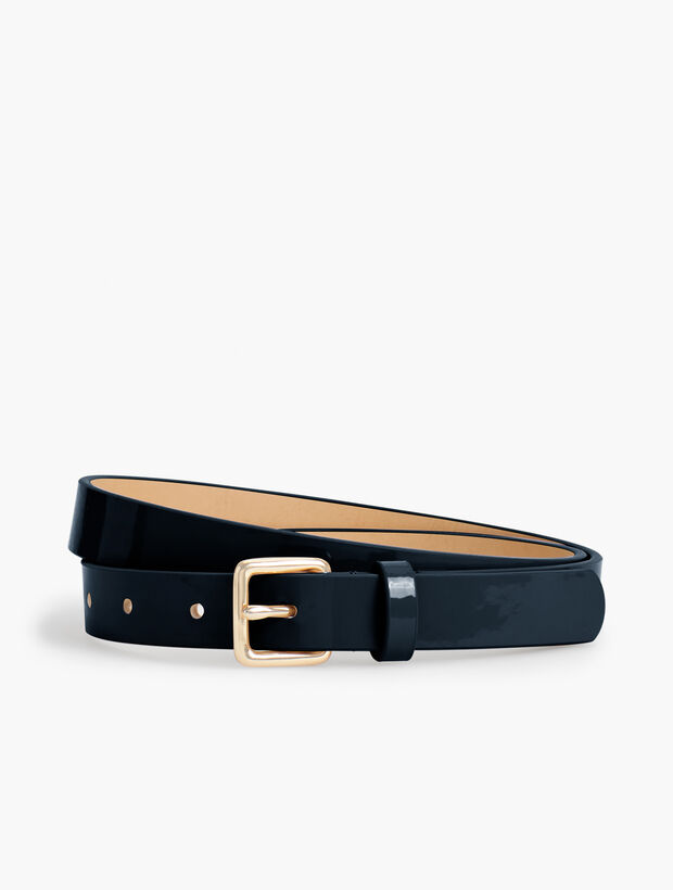 Patent Leather Square-Buckle Belt