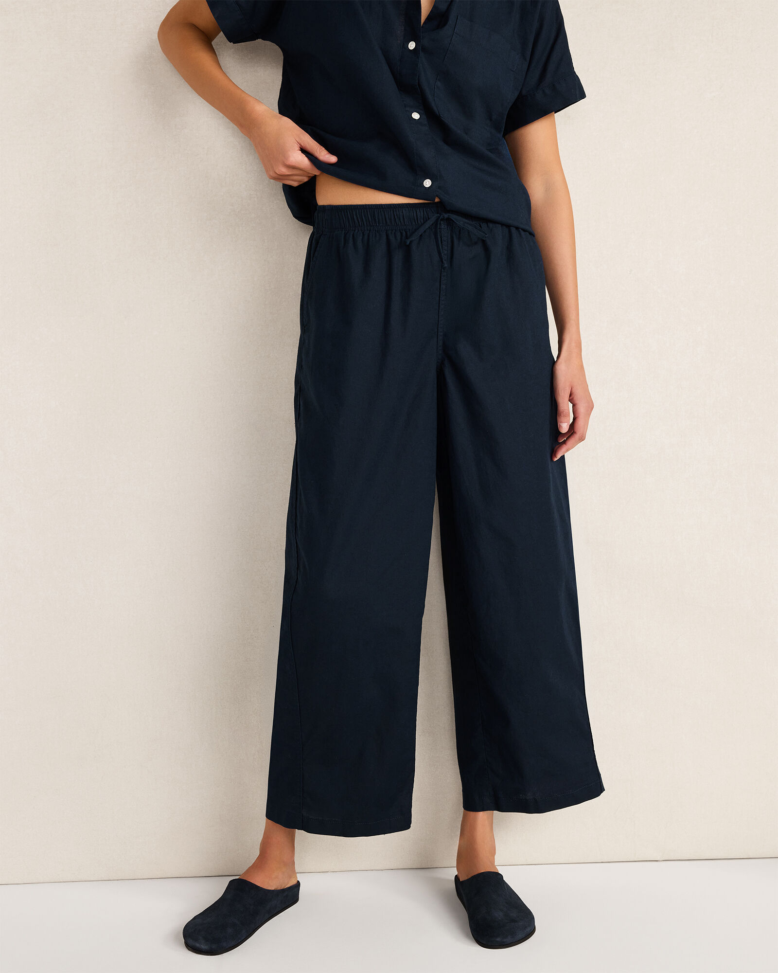 Organic Cotton Linen Barrel Leg Pants