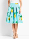 Pineapple-Print Pleated Full Skirt