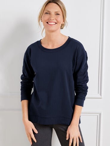 Ruched Sleeve Pullover
